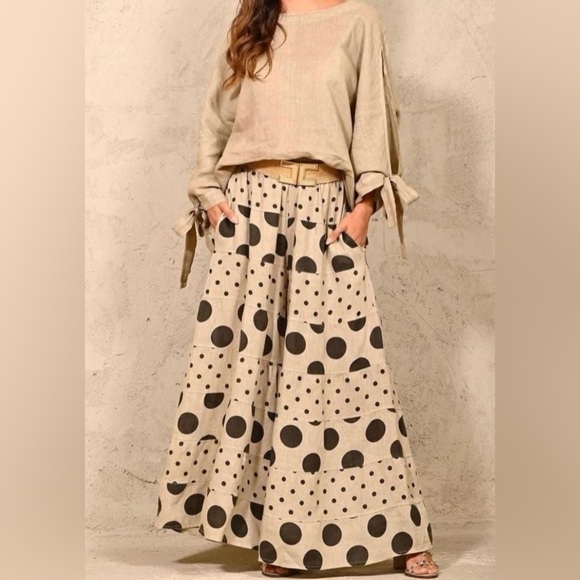 Pants - Line Polka dot palazo pant , made in Italy
